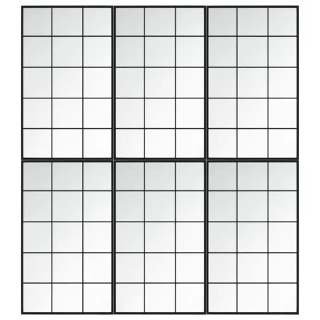 Miroirs muraux 6 pcs noir 100x60 cm métal