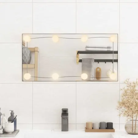 Miroir mural avec lumières LED 30x60 cm verre rectangulaire