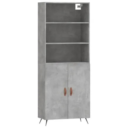 Buffet haut Gris béton 69,5x34x180 cm Bois d'ingénierie 2