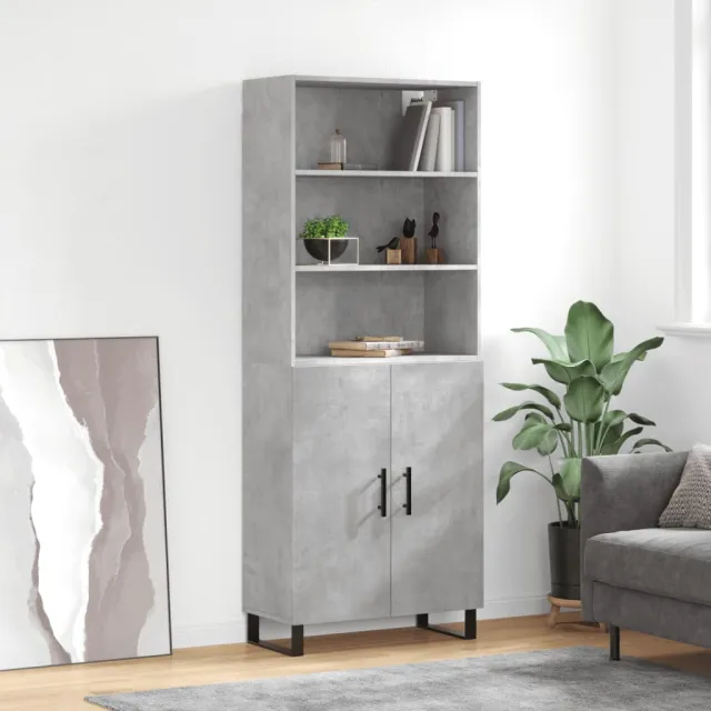 Buffet haut Gris béton 69,5x34x180 cm Bois d'ingénierie