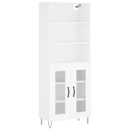 Buffet haut Blanc 69,5x34x180 cm Bois d'ingénierie 2