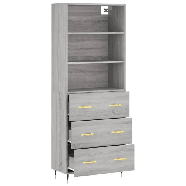 Buffet haut Sonoma gris 69,5x34x180 cm Bois d'ingénierie