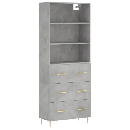 Buffet haut Gris béton 69,5x34x180 cm Bois d'ingénierie 2