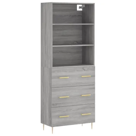 Buffet haut Sonoma gris 69,5x34x180 cm Bois d'ingénierie 2