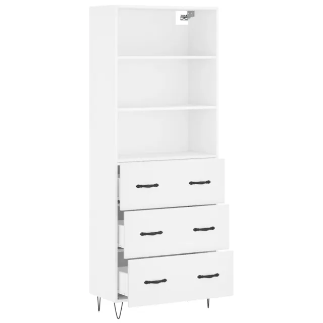 Buffet haut Blanc 69,5x34x180 cm Bois d'ingénierie