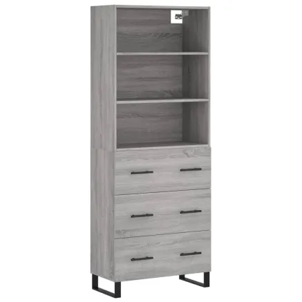 Buffet haut Sonoma gris 69,5x34x180 cm Bois d'ingénierie 2