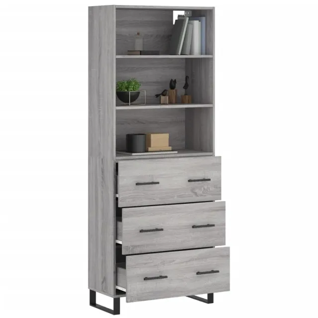 Buffet haut Sonoma gris 69,5x34x180 cm Bois d'ingénierie
