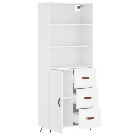 Buffet haut Blanc 69,5x34x180 cm Bois d'ingénierie