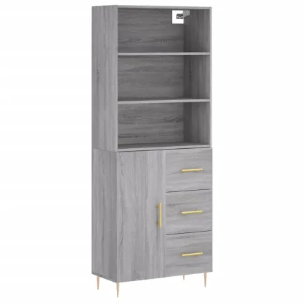 Buffet haut Sonoma gris 69,5x34x180 cm Bois d'ingénierie 2