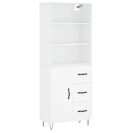 Buffet haut Blanc 69,5x34x180 cm Bois d'ingénierie 2