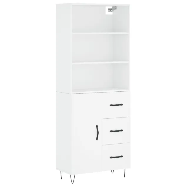 Buffet haut Blanc 69,5x34x180 cm Bois d'ingénierie