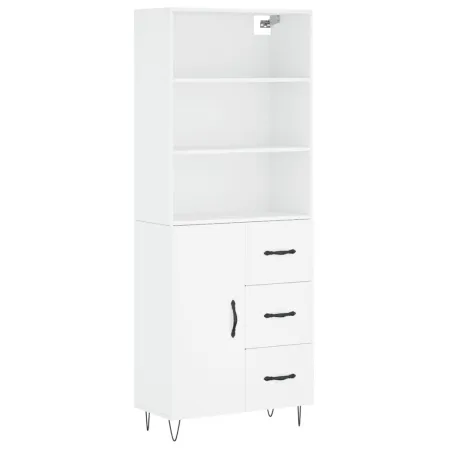 Buffet haut Blanc 69,5x34x180 cm Bois d'ingénierie