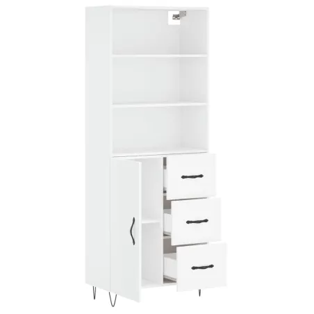 Buffet haut Blanc 69,5x34x180 cm Bois d'ingénierie