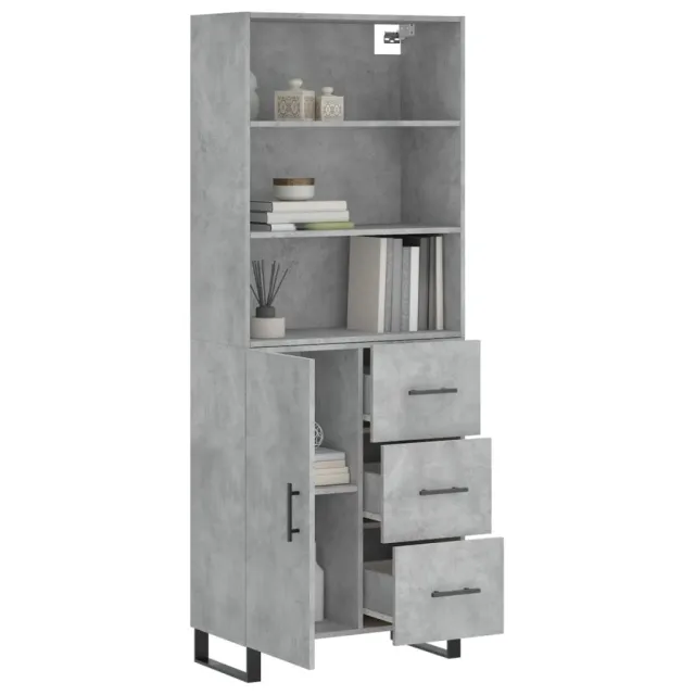 Buffet haut Gris béton 69,5x34x180 cm Bois d'ingénierie