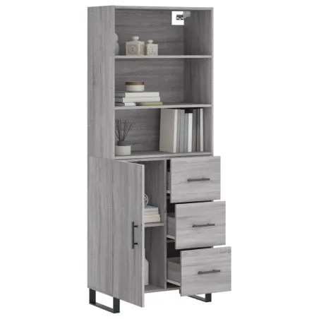 Buffet haut Sonoma gris 69,5x34x180 cm Bois d'ingénierie