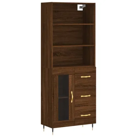 Buffet haut Chêne marron 69,5x34x180 cm Bois d'ingénierie 2