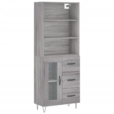 Buffet haut Sonoma gris 69,5x34x180 cm Bois d'ingénierie 2