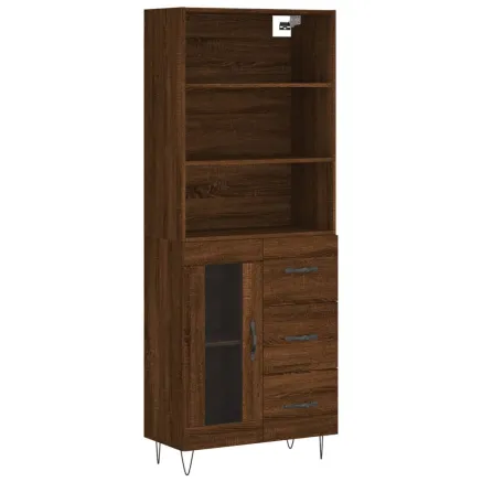 Buffet haut Chêne marron 69,5x34x180 cm Bois d'ingénierie 2