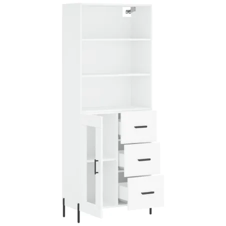 Buffet haut Blanc 69,5x34x180 cm Bois d'ingénierie