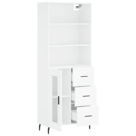 Buffet haut Blanc 69,5x34x180 cm Bois d'ingénierie