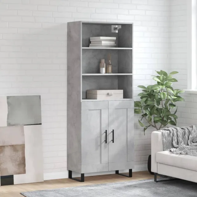 Buffet haut Gris béton 69,5x34x180 cm Bois d'ingénierie