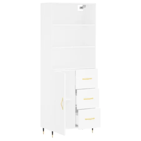 Buffet haut Blanc 69,5x34x180 cm Bois d'ingénierie