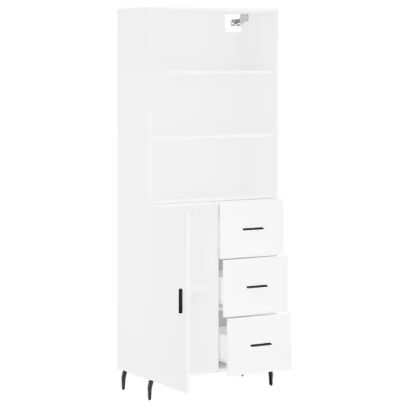 Buffet haut Blanc 69,5x34x180 cm Bois d'ingénierie