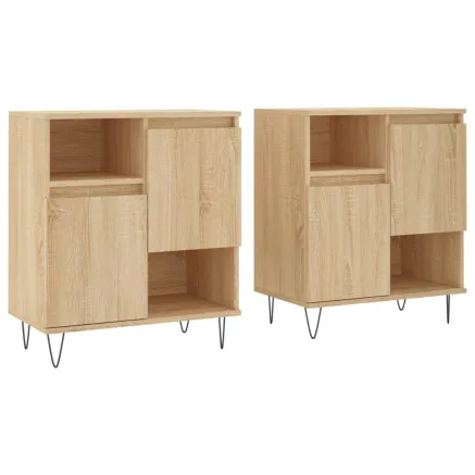 Buffets 2 pcs chêne sonoma bois d'ingénierie 2