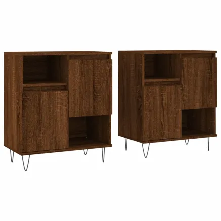 Buffets 2 pcs chêne marron bois d'ingénierie 2