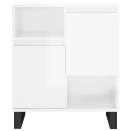 Buffets 2 pcs blanc brillant bois d'ingénierie