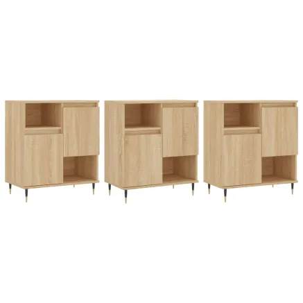 Buffets 3 pcs Chêne sonoma Bois d'ingénierie 2