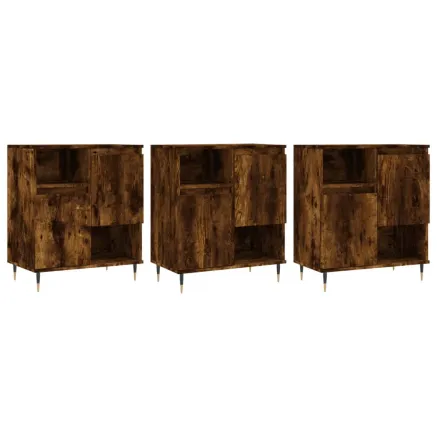 Buffets 3 pcs Chêne fumé Bois d'ingénierie 2