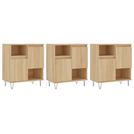 Buffets 3 pcs Chêne sonoma Bois d'ingénierie 2
