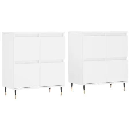 Buffets 2 pcs blanc bois d'ingénierie