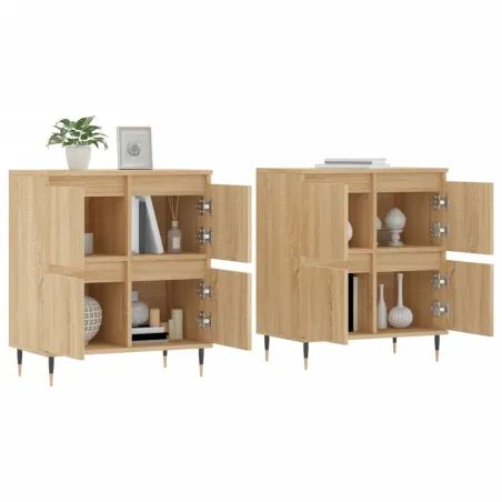 Buffets 2 pcs chêne sonoma bois d'ingénierie