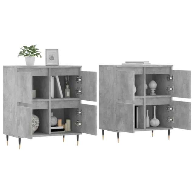 Buffets 2 pcs gris béton bois d'ingénierie