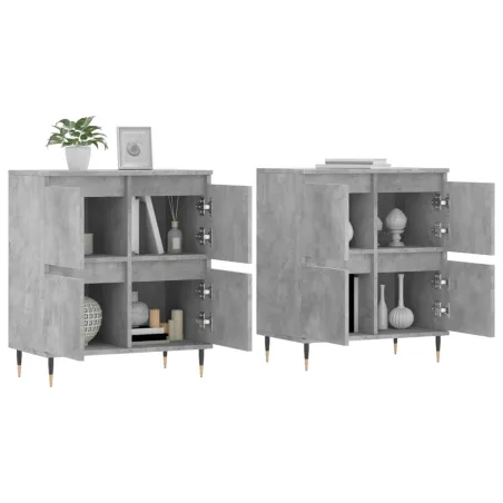 Buffets 2 pcs gris béton bois d'ingénierie