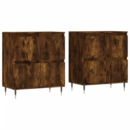 Buffets 2 pcs chêne fumé bois d'ingénierie 2