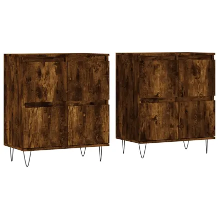 Buffets 2 pcs chêne fumé bois d'ingénierie 2