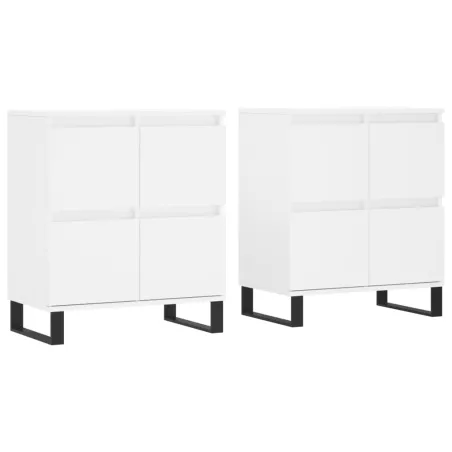 Buffets 2 pcs blanc bois d'ingénierie