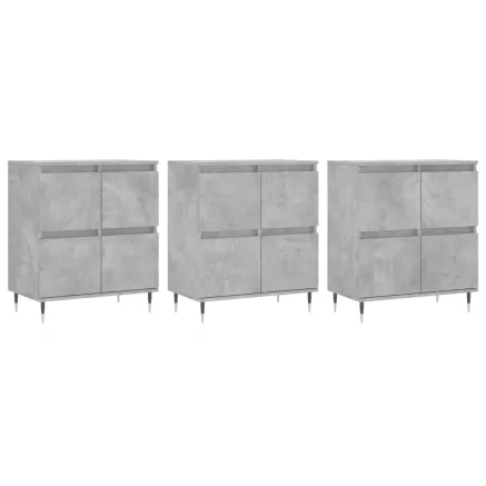 Buffets 3 pcs gris béton bois d'ingénierie 2