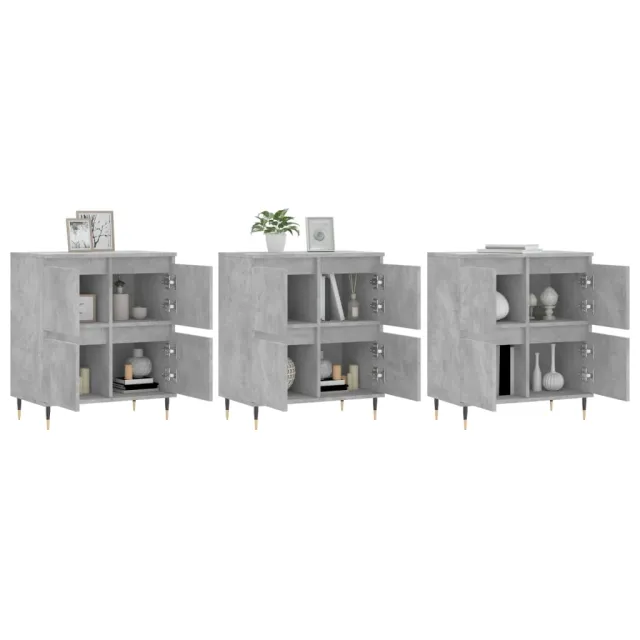 Buffets 3 pcs gris béton bois d'ingénierie