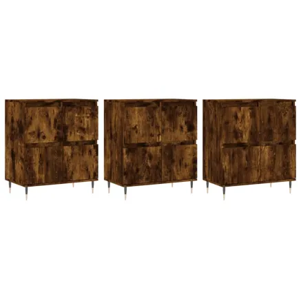 Buffets 3 pcs Chêne fumé Bois d'ingénierie 2