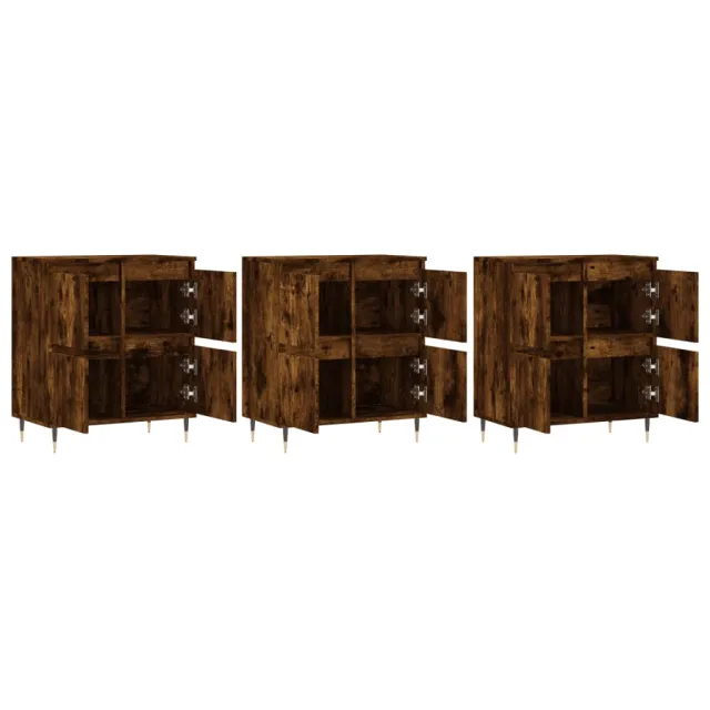 Buffets 3 pcs Chêne fumé Bois d'ingénierie