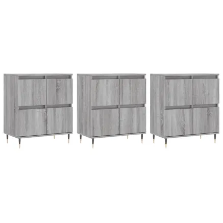 Buffets 3 pcs Sonoma gris Bois d'ingénierie 2