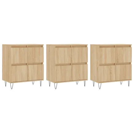 Buffets 3 pcs Chêne sonoma Bois d'ingénierie 2