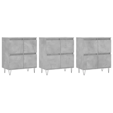 Buffets 3 pcs gris béton bois d'ingénierie 2