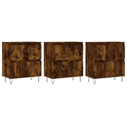 Buffets 3 pcs Chêne fumé Bois d'ingénierie 2
