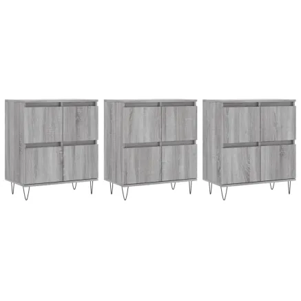 Buffets 3 pcs Sonoma gris Bois d'ingénierie 2