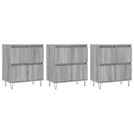 Buffets 3 pcs Sonoma gris Bois d'ingénierie